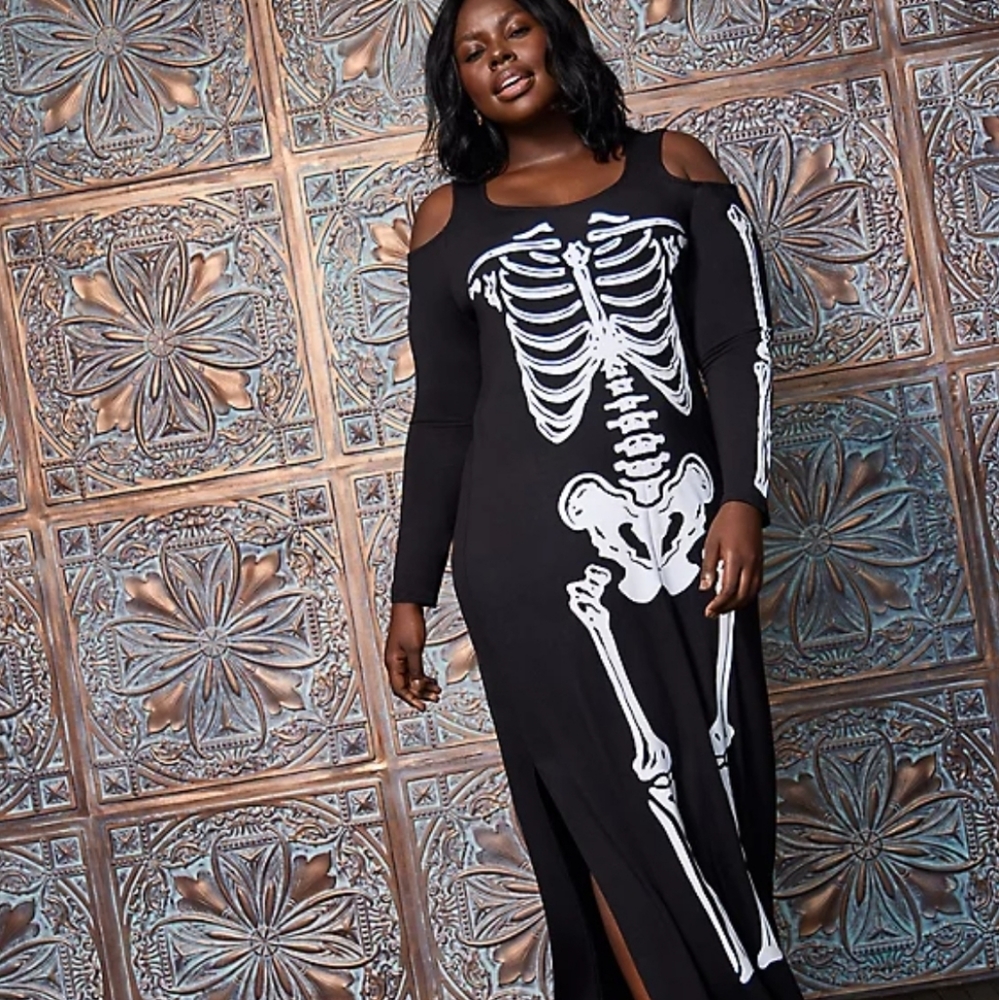 TORRID SEXY SKELETON COLD SHOULDER MAXI COSTUME